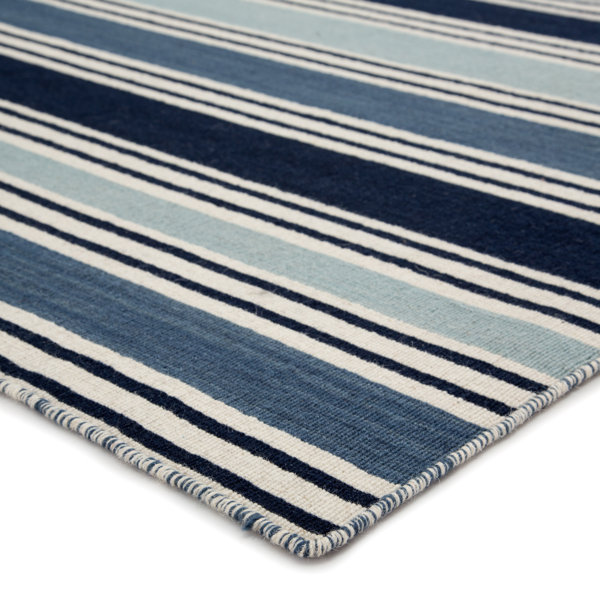 Longshore Tides Oceane Handmade Flatweave Wool Blue/White Rug & Reviews